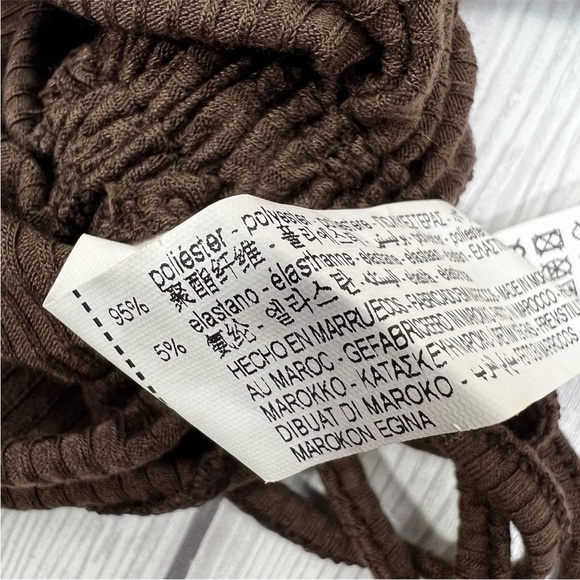 Zara Womens Top Brown UK S Sleeveless Ruched Adjustable Sides Ribbed High Neck - Picture 6 of 16